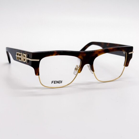 NEW FENDI FE50095U 055 UNISEX HAVANA SQUARE EYEGLASSES FENDI - Picture 5 of 10